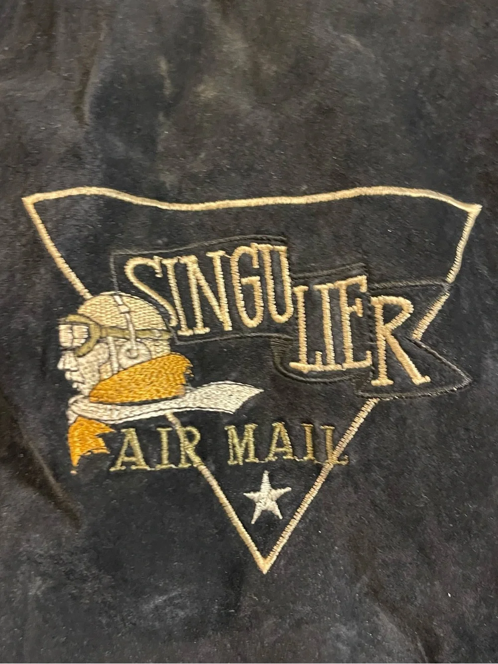 Singulier Air Mail All Over The World Rare Vintage Sz. Large Leather Jacket